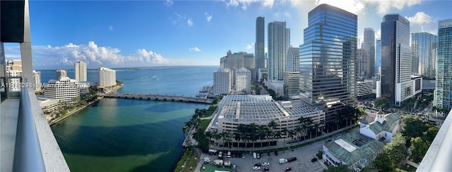 property's view of city featuring a water view