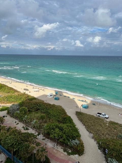 view of water feature with a view of the beach