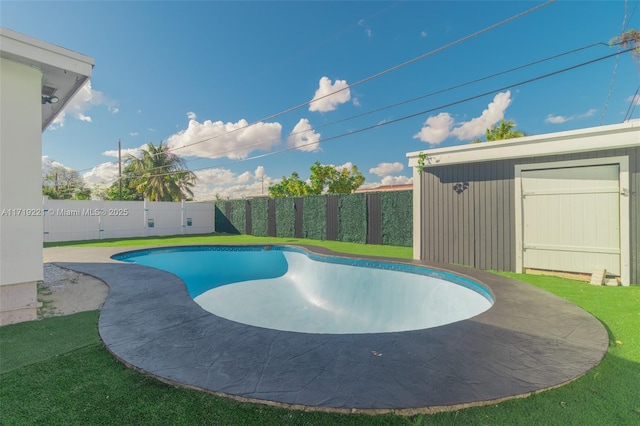 view of pool with a fenced backyard and a fenced in pool