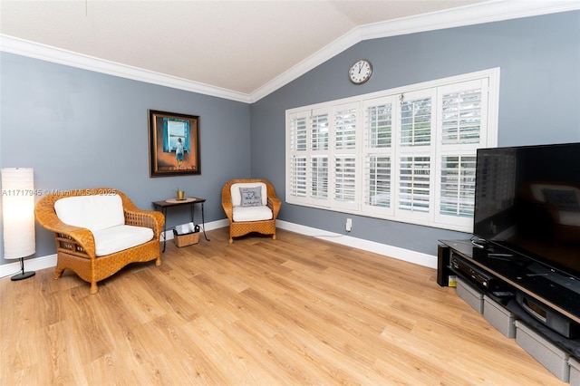 13080 NW 8th Ct, Sunrise, FL 33325 - sitting room with wood finished floors, crown molding, and vaulted ceiling
