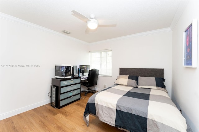 13080 NW 8th Ct, Sunrise, FL 33325 - bedroom with wood finished floors, ornamental molding, and ceiling fan