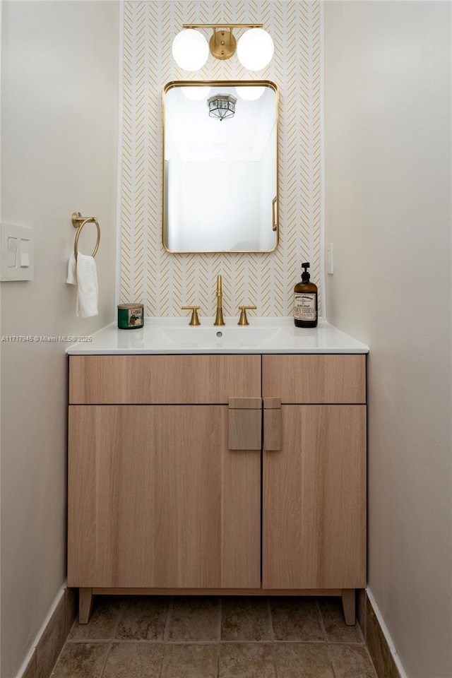 13080 NW 8th Ct, Sunrise, FL 33325 - bathroom with wallpapered walls and vanity