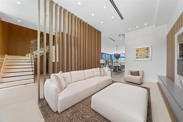 315 N Shore Dr, Miami Beach, FL 33141 - living area featuring stairway and recessed lighting