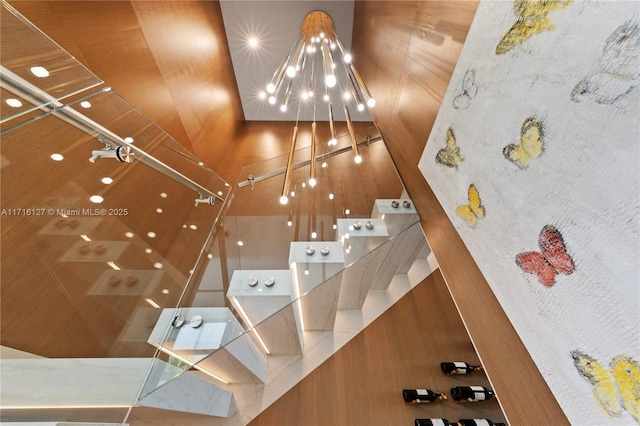 315 N Shore Dr, Miami Beach, FL 33141 - stairway featuring a chandelier
