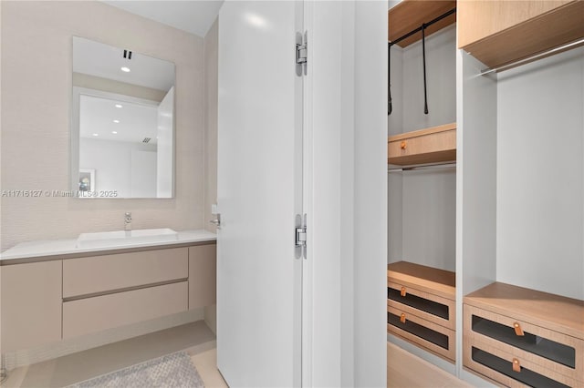 315 N Shore Dr, Miami Beach, FL 33141 - bathroom featuring recessed lighting and vanity