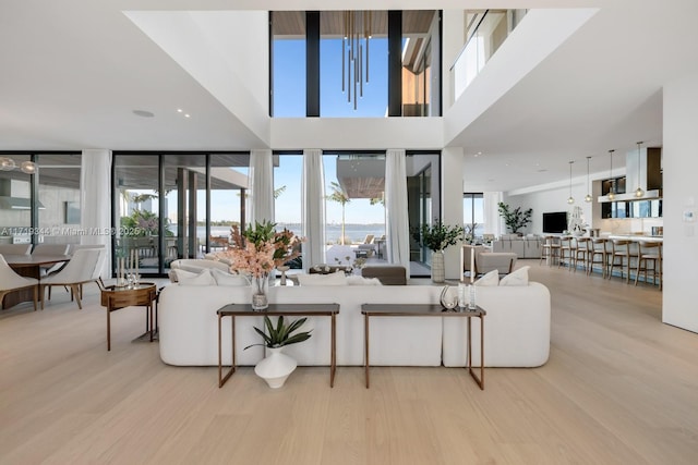 living room featuring light hardwood / wood-style flooring