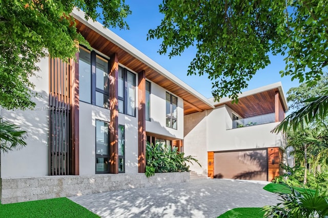 contemporary home with a garage