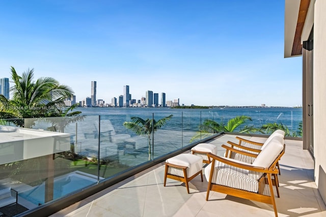 balcony with a water view