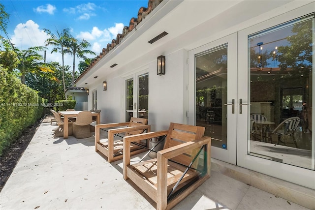 view of patio featuring french doors