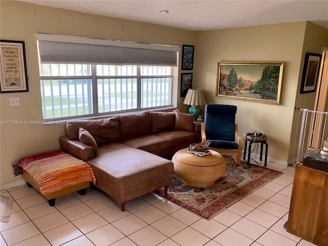 view of tiled living room