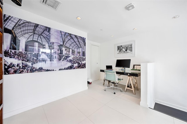 view of tiled office space