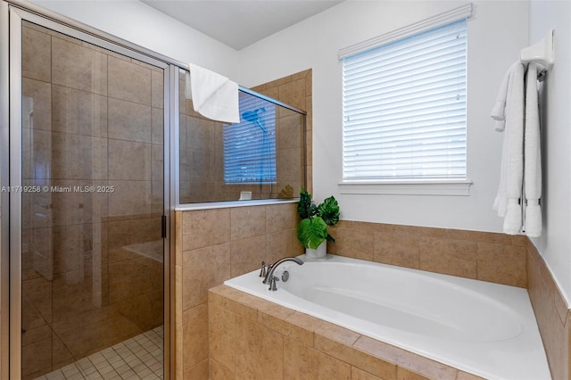 bathroom with plus walk in shower