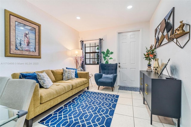 view of tiled living room