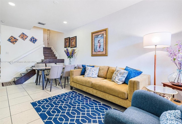 view of tiled living room