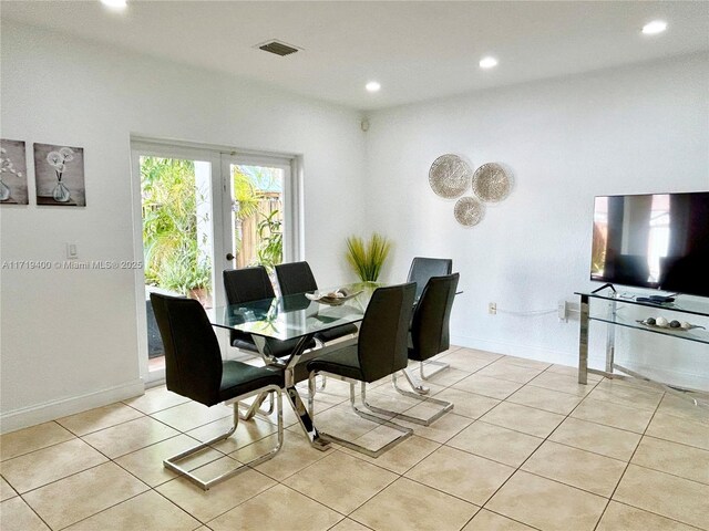 dining room with light tile patterned floors