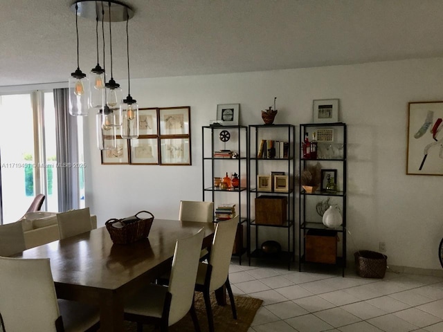 dining area with light tile patterned floors