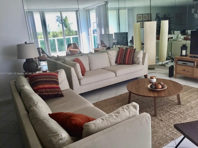 view of tiled living room