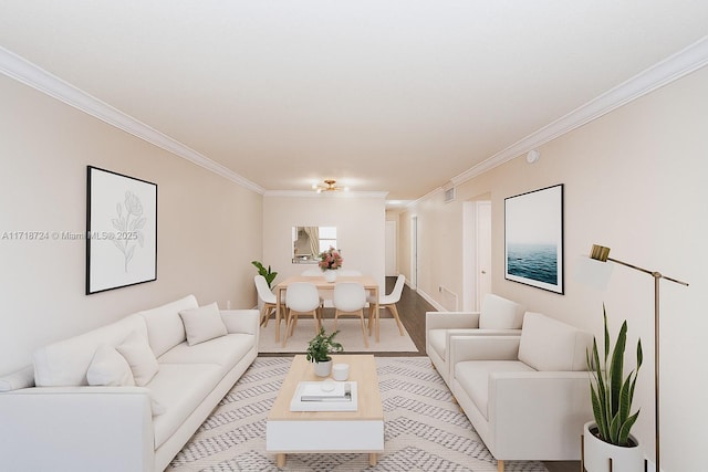 201 Galen Dr Unit 201, Key Biscayne, FL 33149 - living room with crown molding and light wood-style flooring