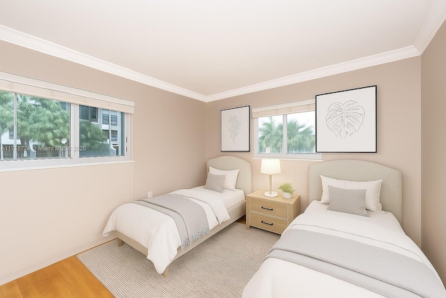 201 Galen Dr Unit 201, Key Biscayne, FL 33149 - bedroom featuring light wood finished floors and ornamental molding