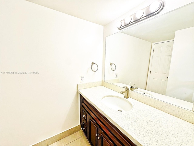 bathroom with tile patterned floors and vanity