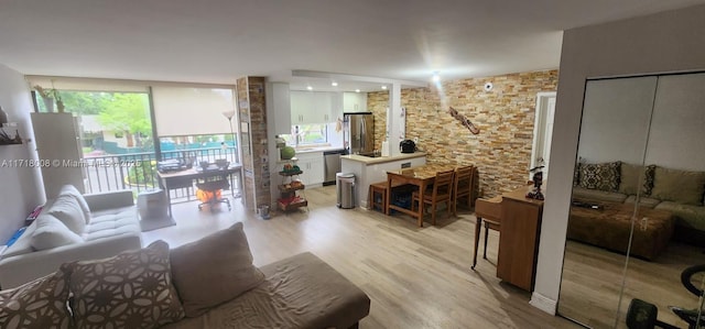 living room featuring light hardwood / wood-style floors