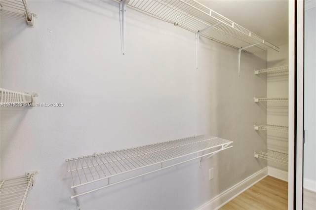 walk in closet featuring light hardwood / wood-style flooring