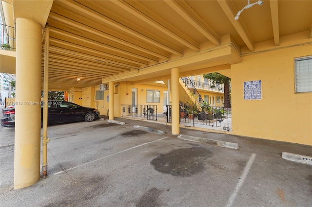 garage with a carport