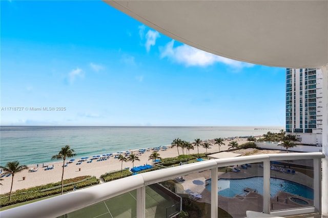 property view of water with a view of the beach