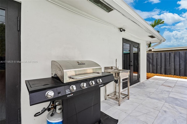 view of patio with area for grilling