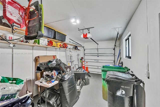 garage with a garage door opener