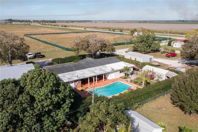 aerial view featuring a rural view