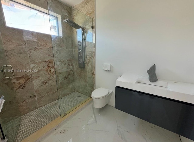 6190 SW 128th St, Pinecrest, FL 33156 - bathroom with tiled shower, vanity, and marble finish flooring