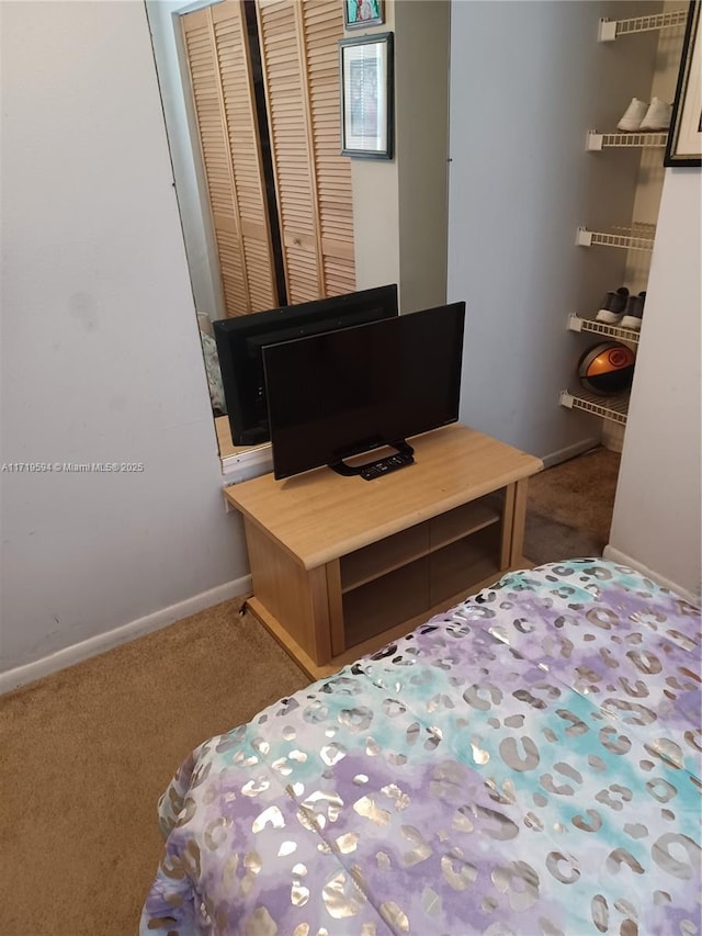 carpeted bedroom featuring a closet