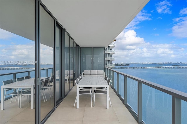 balcony with a water view