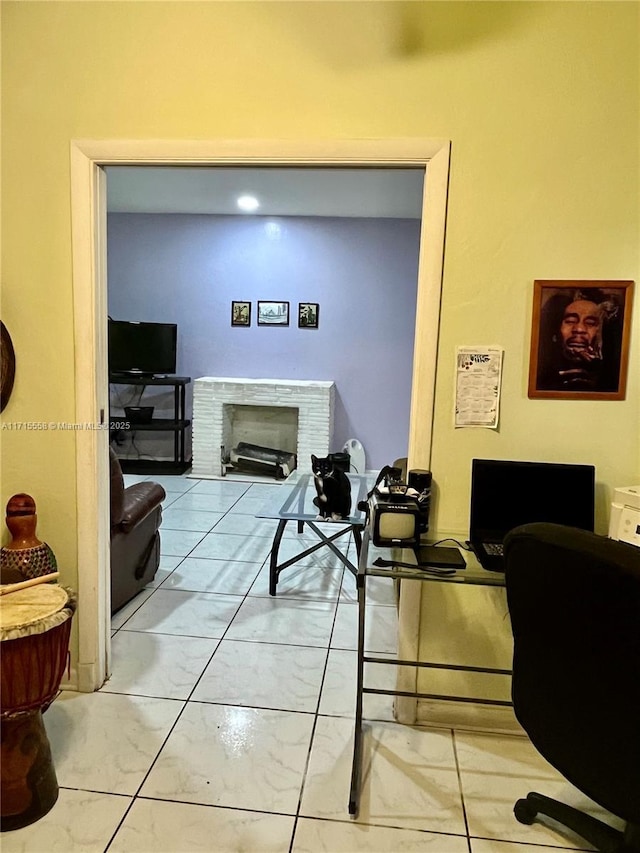 office area featuring tile patterned floors