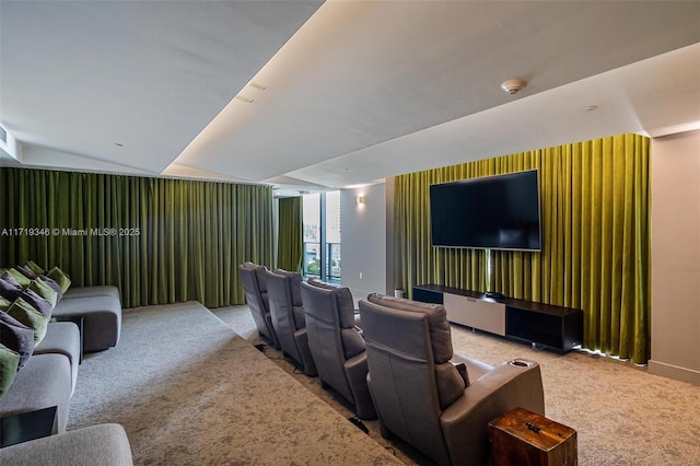 view of carpeted home theater room