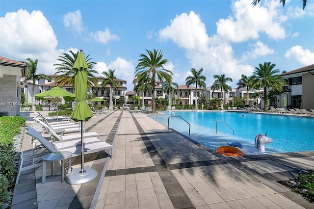 view of pool featuring a patio area