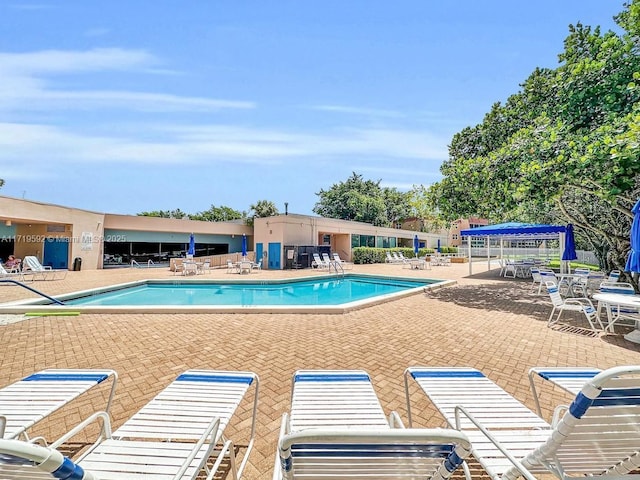 view of swimming pool with a patio