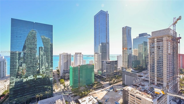 property's view of city with a water view