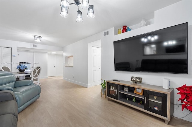 living room featuring light wood-type flooring