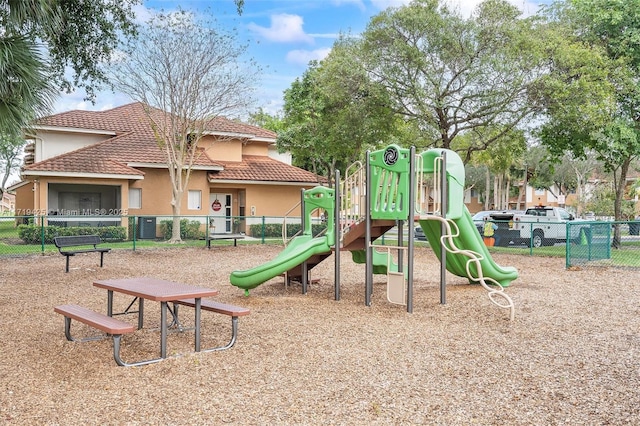 view of play area with central AC