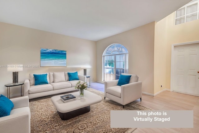 living room with hardwood / wood-style floors