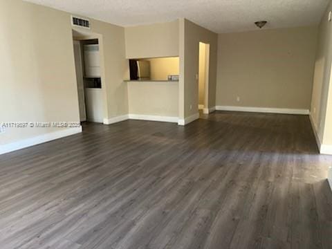 unfurnished living room with dark hardwood / wood-style floors