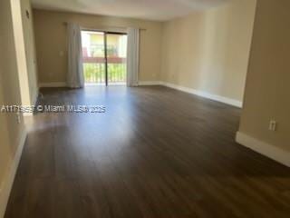 empty room featuring dark wood-type flooring