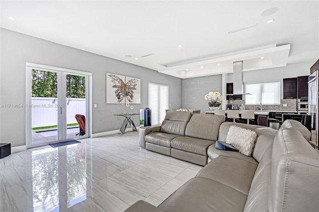 living room with french doors