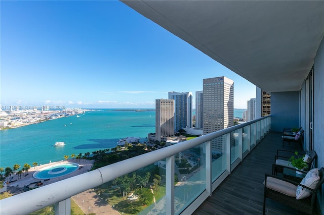 balcony with a water view