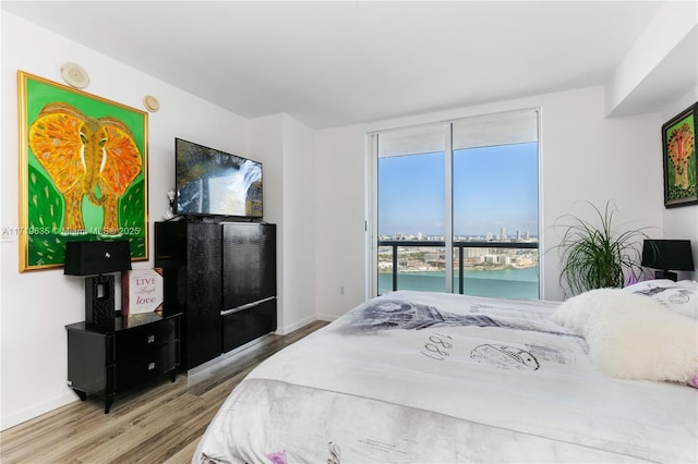 bedroom with light hardwood / wood-style floors