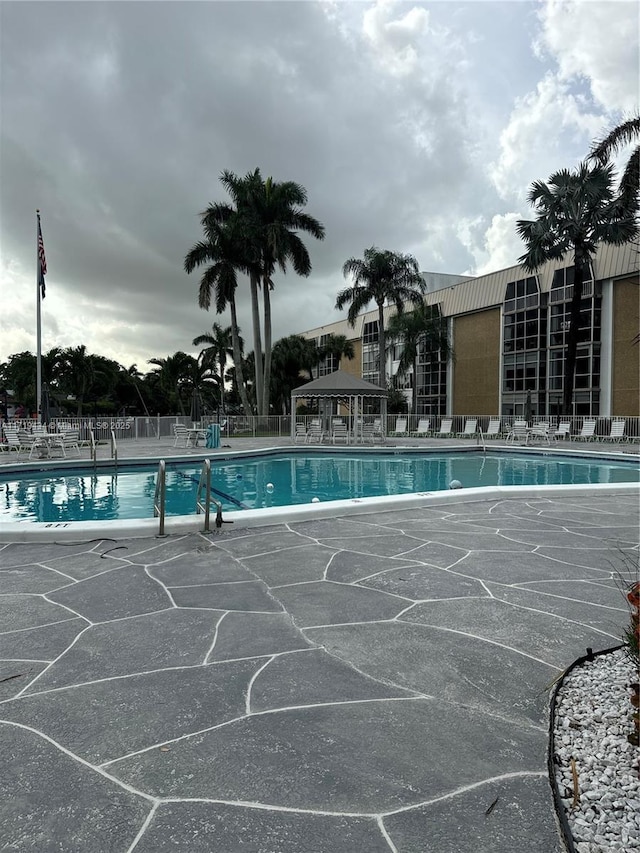 view of pool featuring a gazebo