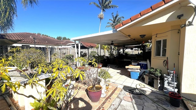 view of patio with ceiling fan