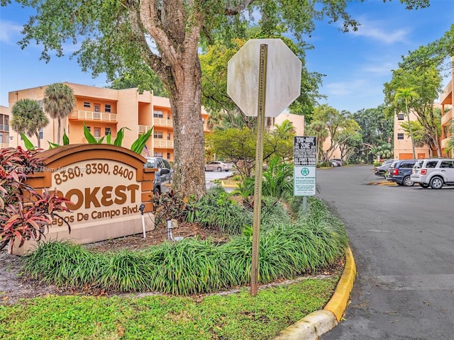 view of community sign